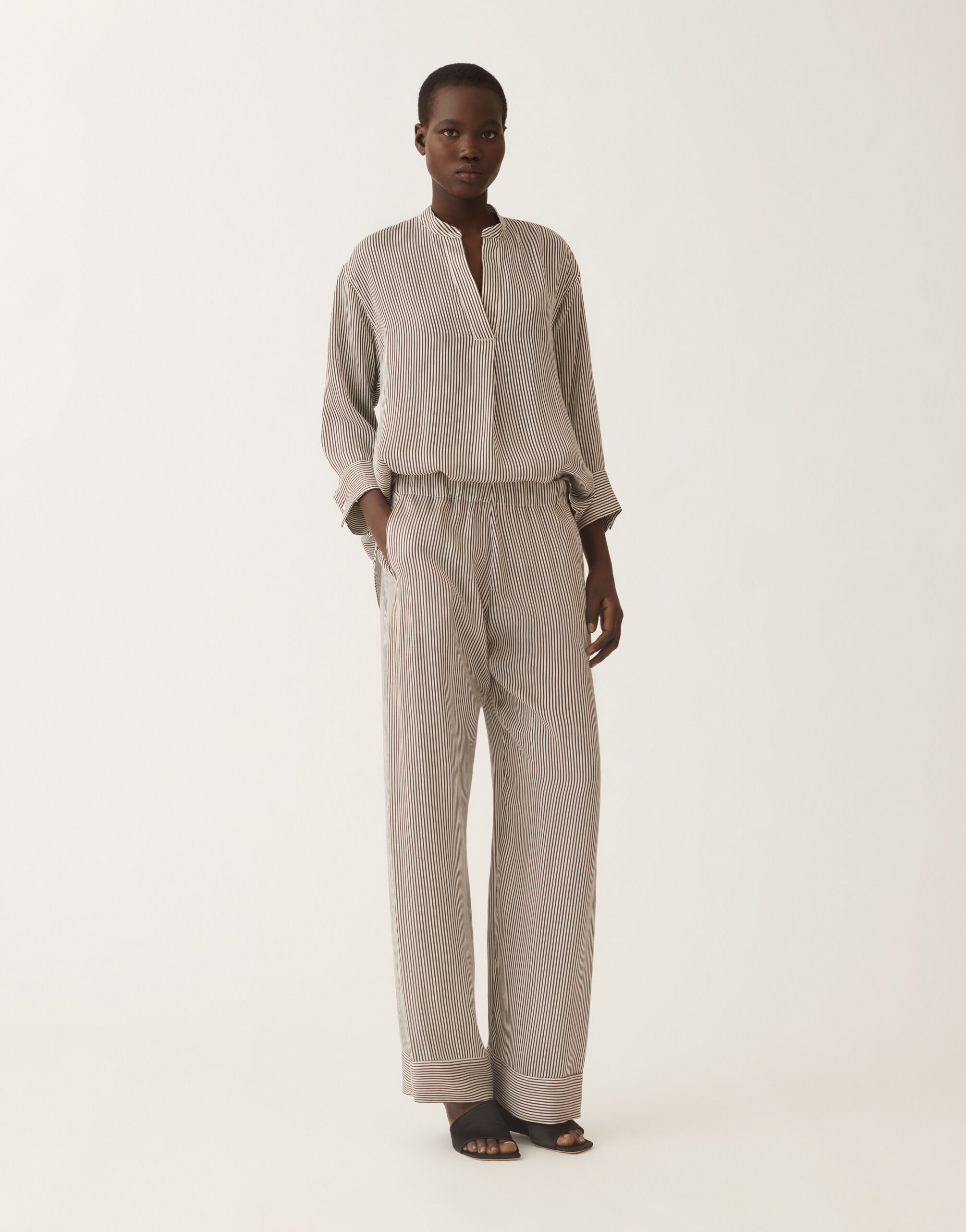 Fabiana Filippi Striped viscose and silk shirt, black and white WHITE/BLACK CADC02F351H8940000