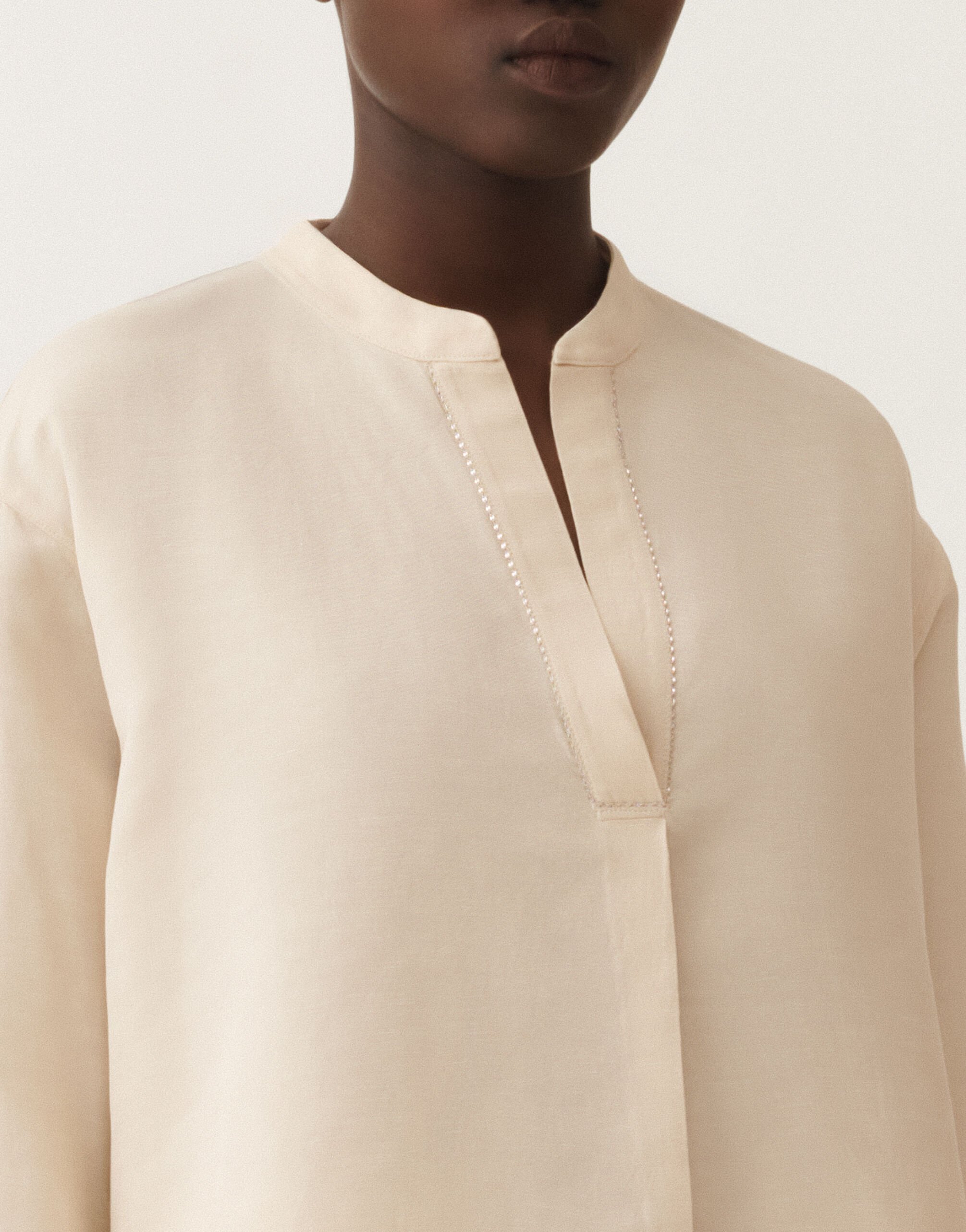 Fabiana Filippi Linen and viscose shirt, light sand SAND CADC02F351H5470000