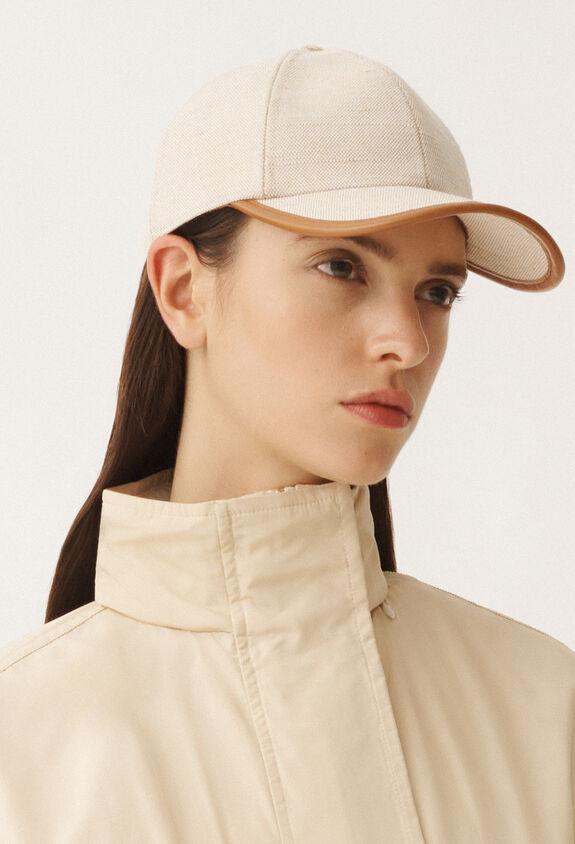 Fabiana Filippi Baseballkappe aus Canvas und Leder, lederbraun BRAUN SAD265A807L2070000