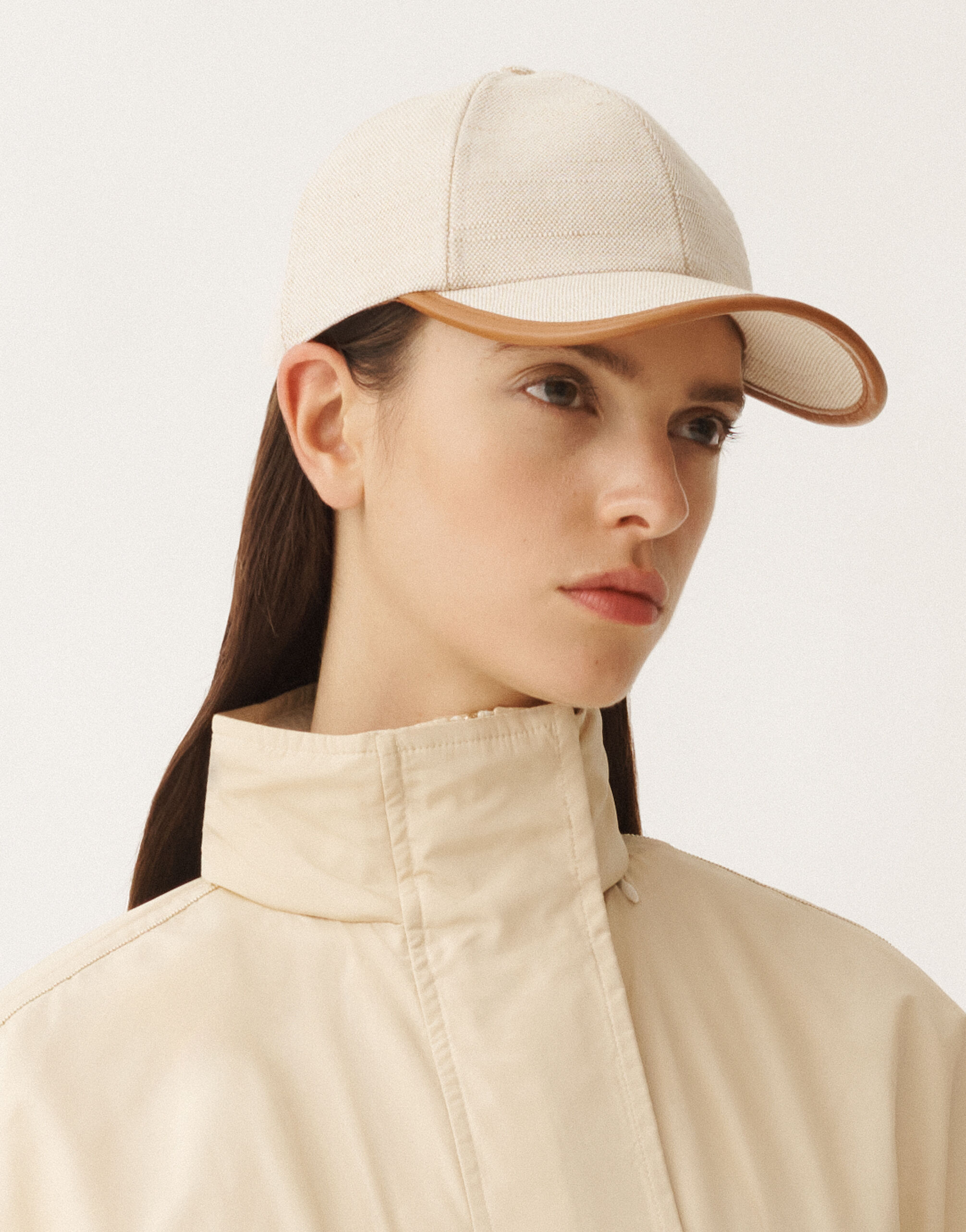 Fabiana Filippi Canvas and leather baseball cap, tan BROWN SAD265A807L2070000