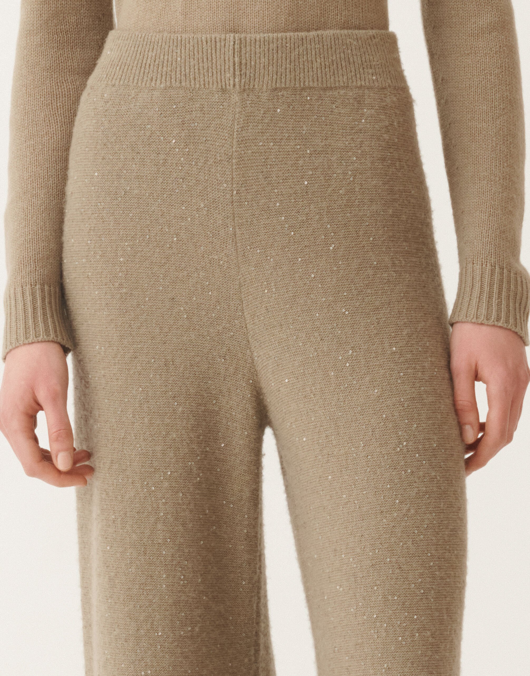 Fabiana Filippi Hose aus Wolle und Seide mit Pailletten, Oliv Braun PAD215F391D2960000