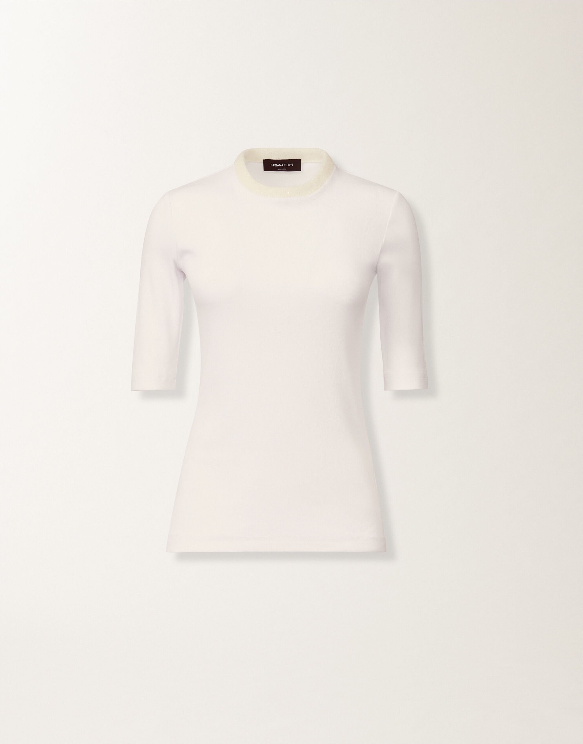 Fabiana Filippi Jersey T-Shirt, Butterfarbe Weiß JED215F129L5810000