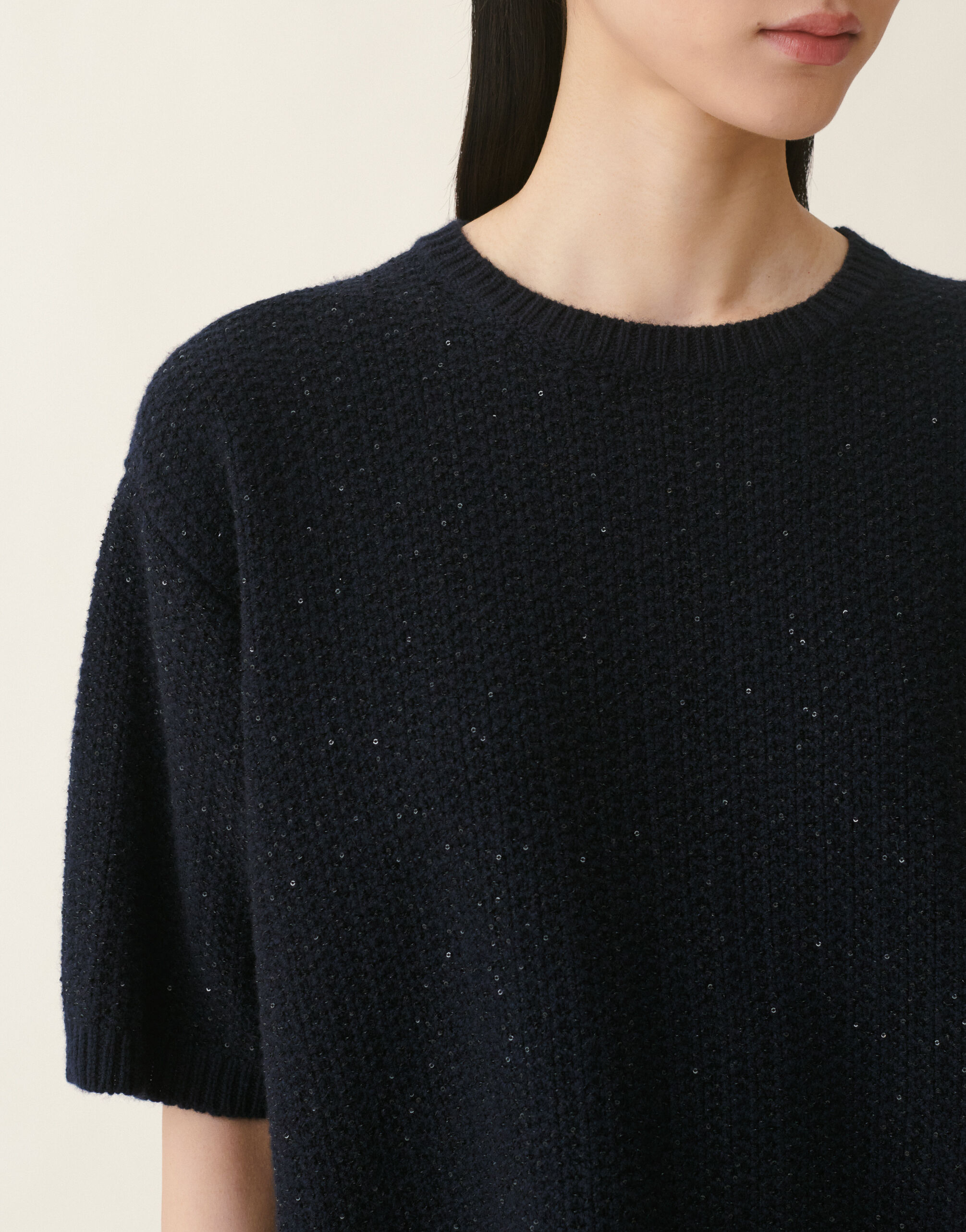 Pull en Platinum avec paillettes, bleu nuit Fabiana Filippi Pull en Platinum avec paillettes, bleu nuit Bleu nuit MAD216F388M3270000