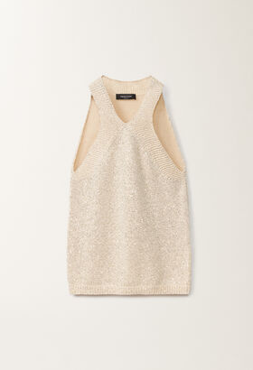 Fabiana Filippi Cotton knitted vest top with sequins, vanilla BLACK MAD265F038L1610000