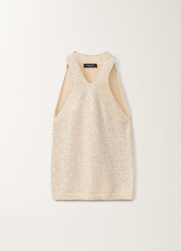 Fabiana Filippi Cotton knitted vest top with sequins, vanilla VANILLA MAD275F552L3310000
