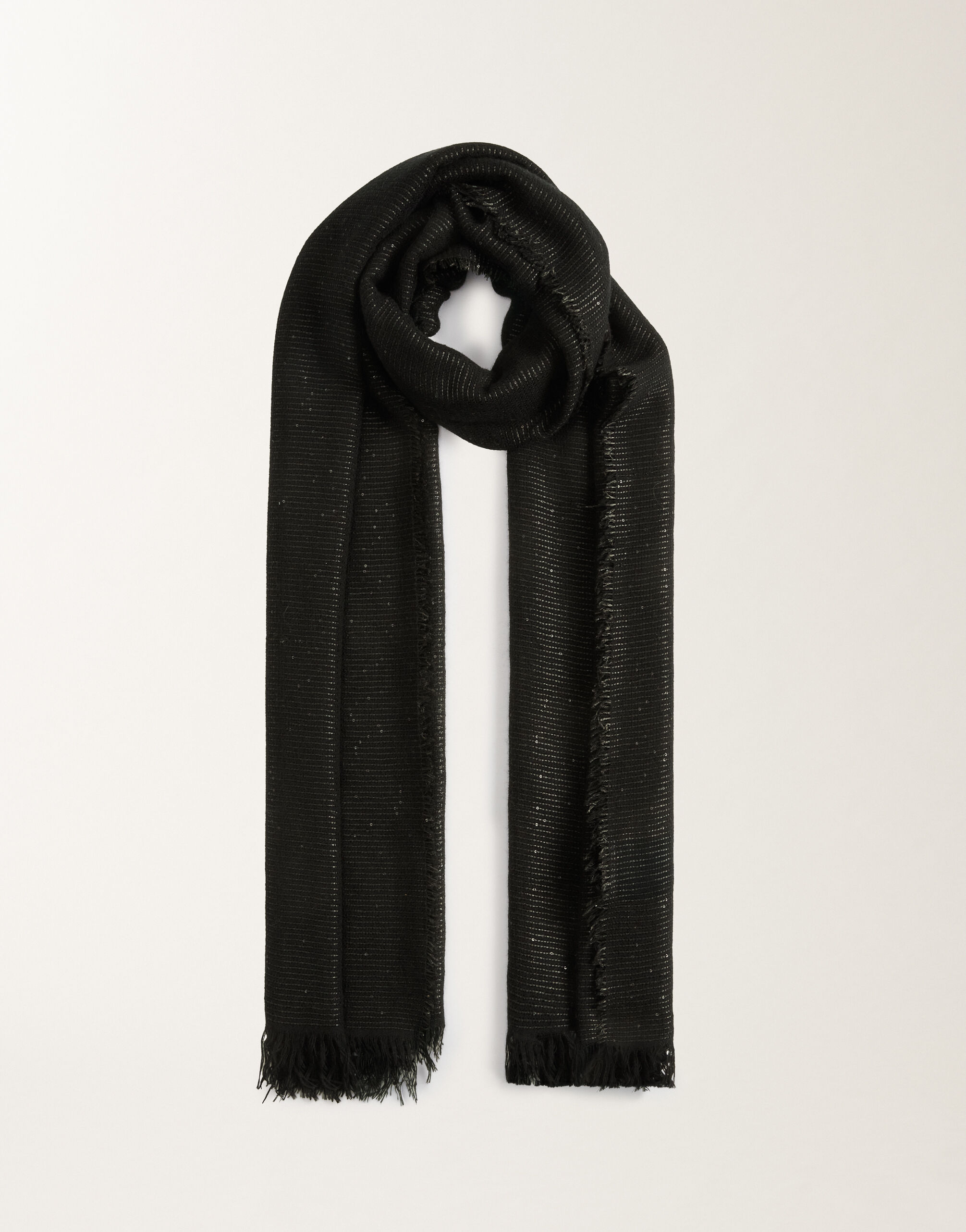 Fabiana Filippi Cashmere blend scarf with sequins, black BLACK SAD215A881L8000000