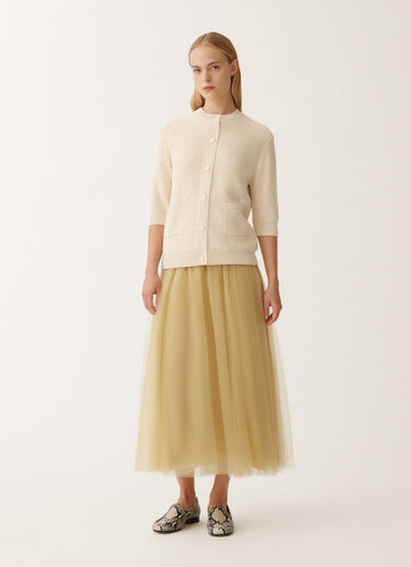 Fabiana Filippi Cotton and linen cardigan with sequins, vanilla WHITE MAD265F127D2730000