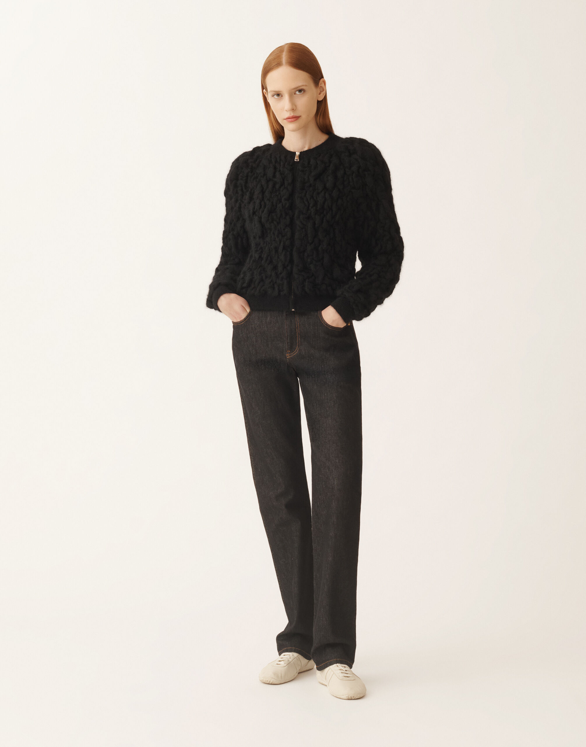 Fabiana Filippi Bomber de mohair, negro Negro MAD225F503D5040000