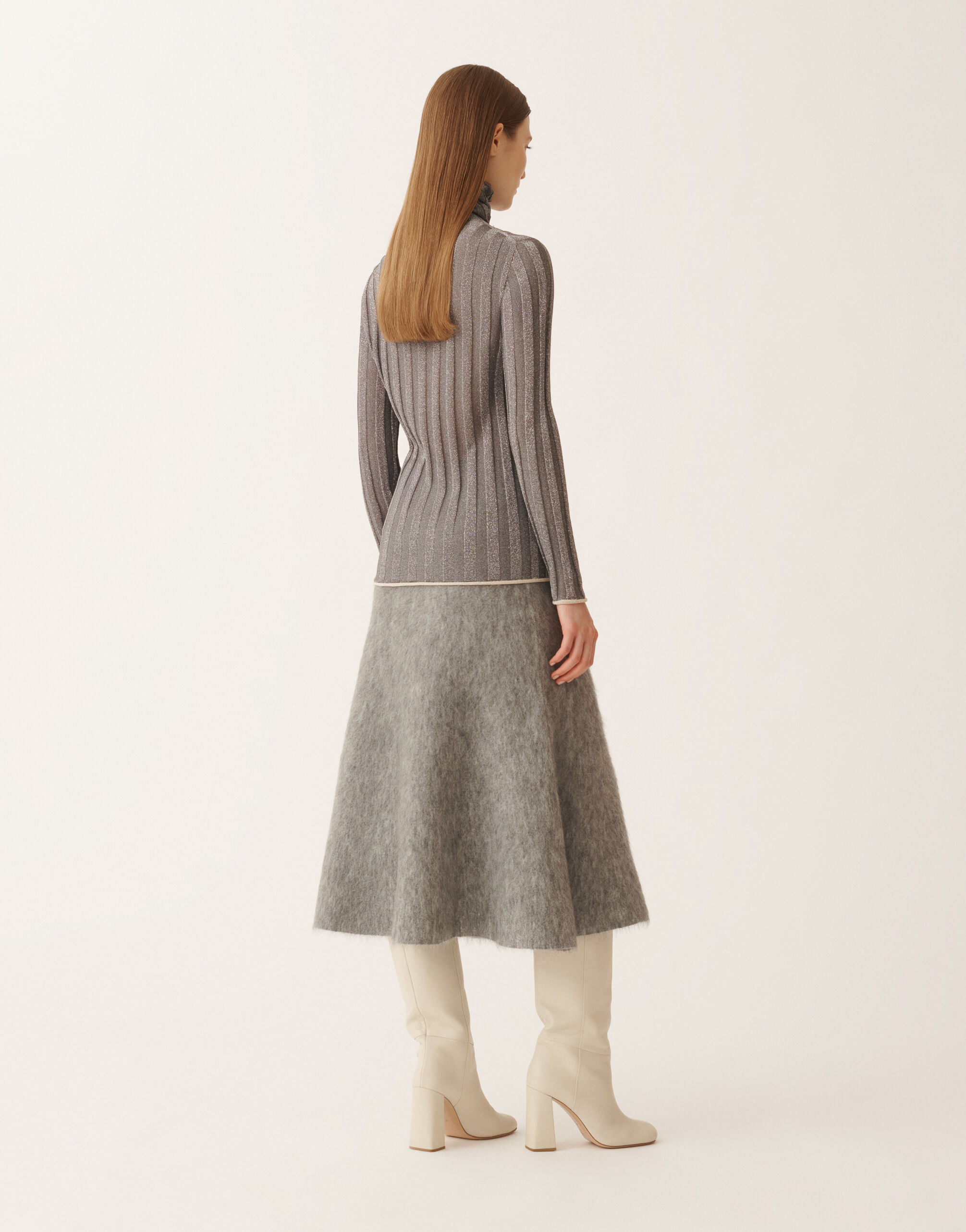 Fabiana Filippi Lurex turtleneck sweater, grey and white Grey MAD225F518L6240000