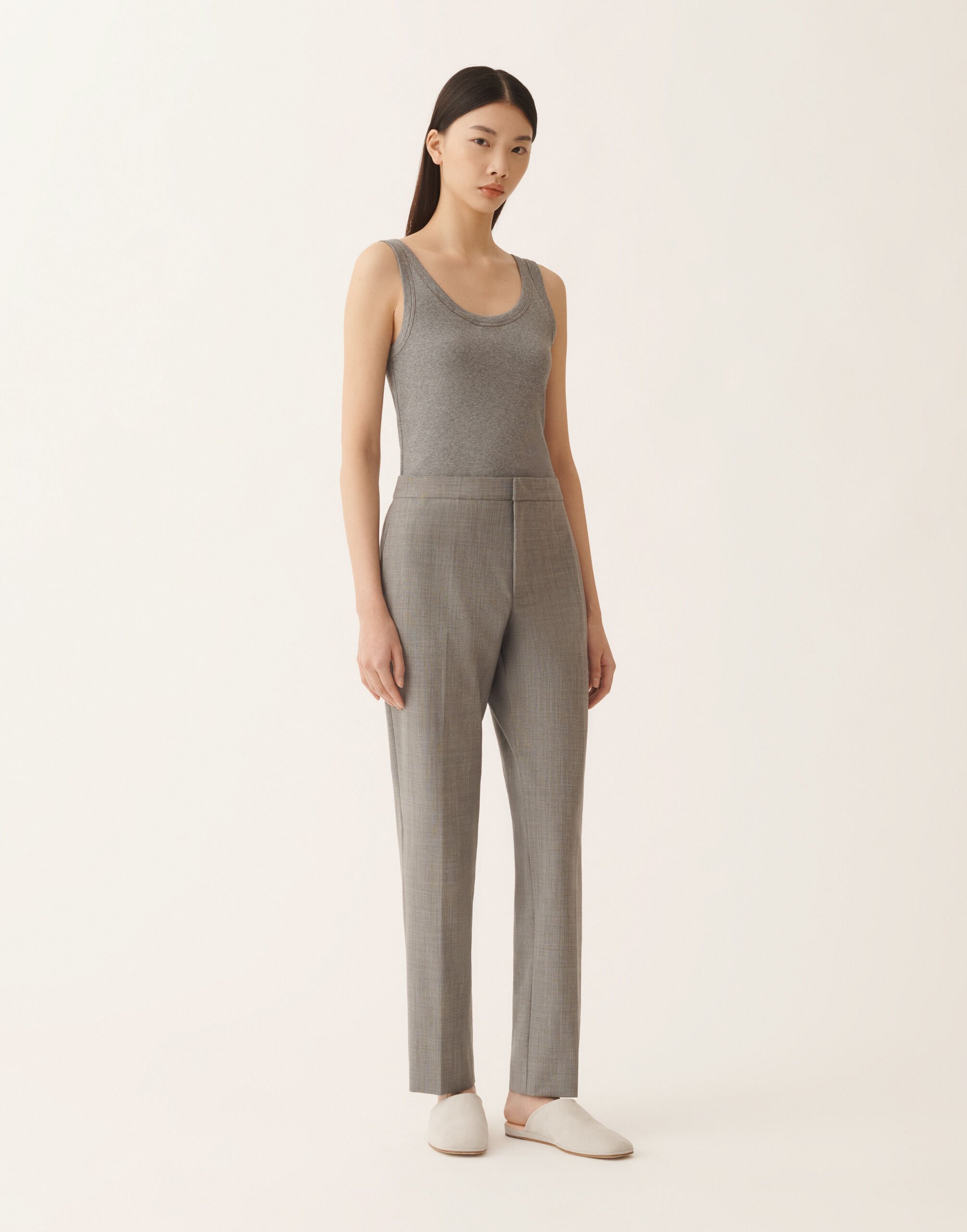 Fabiana Filippi Montefalco Pants in lightweight bi-stretch wool, rock mélange Gray PAD266F326L7630000