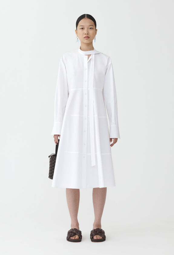 Fabiana Filippi COMPACT POPLIN TIERED SHIRT DRESS OPTICAL WHITE ABD274F482D6140000