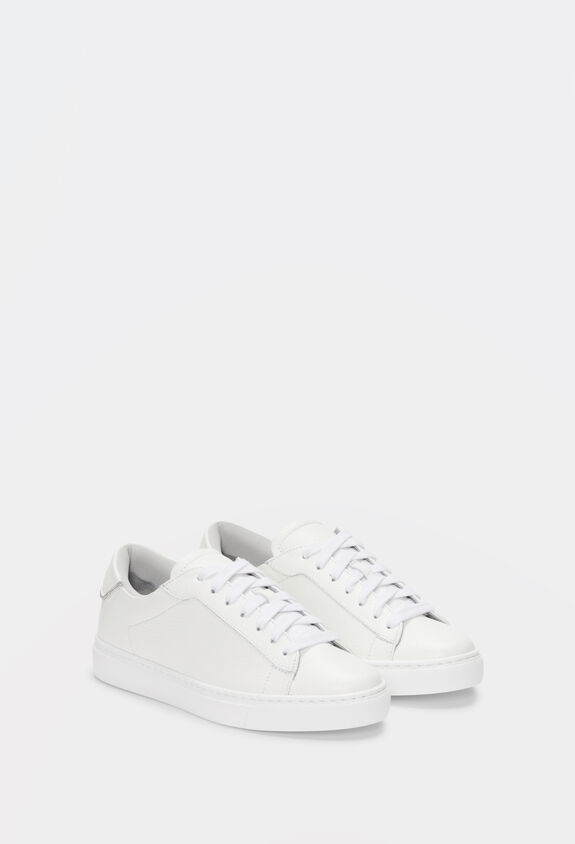 Fabiana Filippi GRAINED LEATHER SNEAKERS AND DIAMOND-CUT THREAD WHITE ASD264A921I3520000