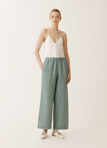 Fabiana Filippi Trevi linen canvas trousers, teal TURQUOISE PAD275F310D8350000