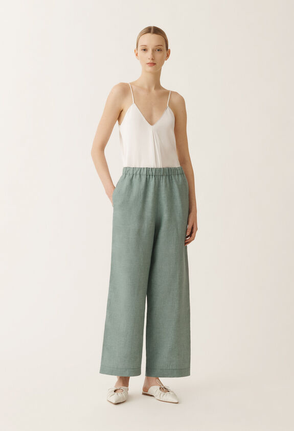 Fabiana Filippi Pantalon Trevi en toile de lin, bleu pétrole TURQUOISE PAD275F310D8350000