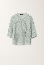 Fabiana Filippi Cotton mesh cape, white and aqua green WHITE/AQUAGREEN MAD275F117L3830000