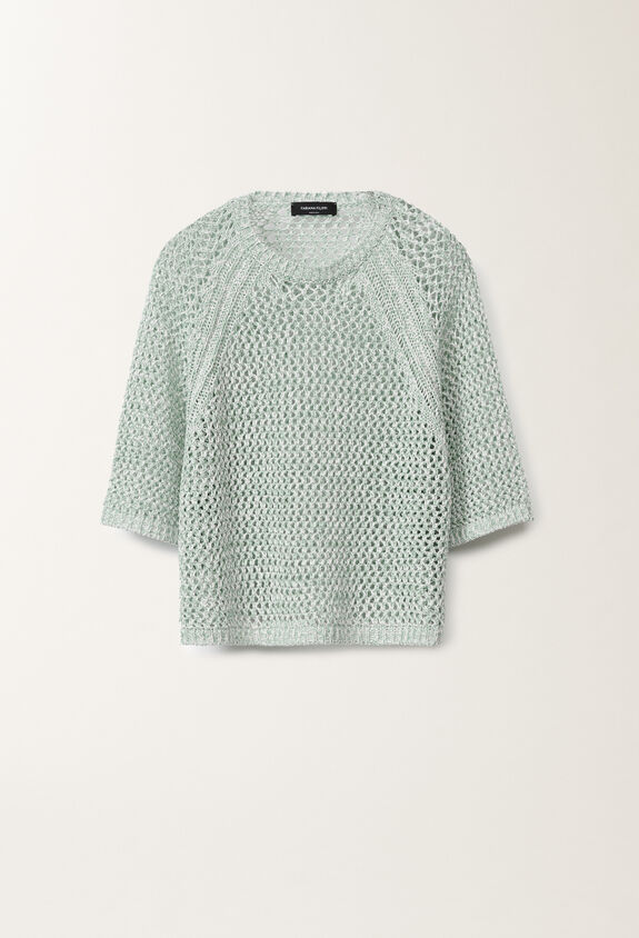 Fabiana Filippi Cape en mesh de coton, blanc et vert d’eau BLANC/VERT EAU MAD275F117L3830000