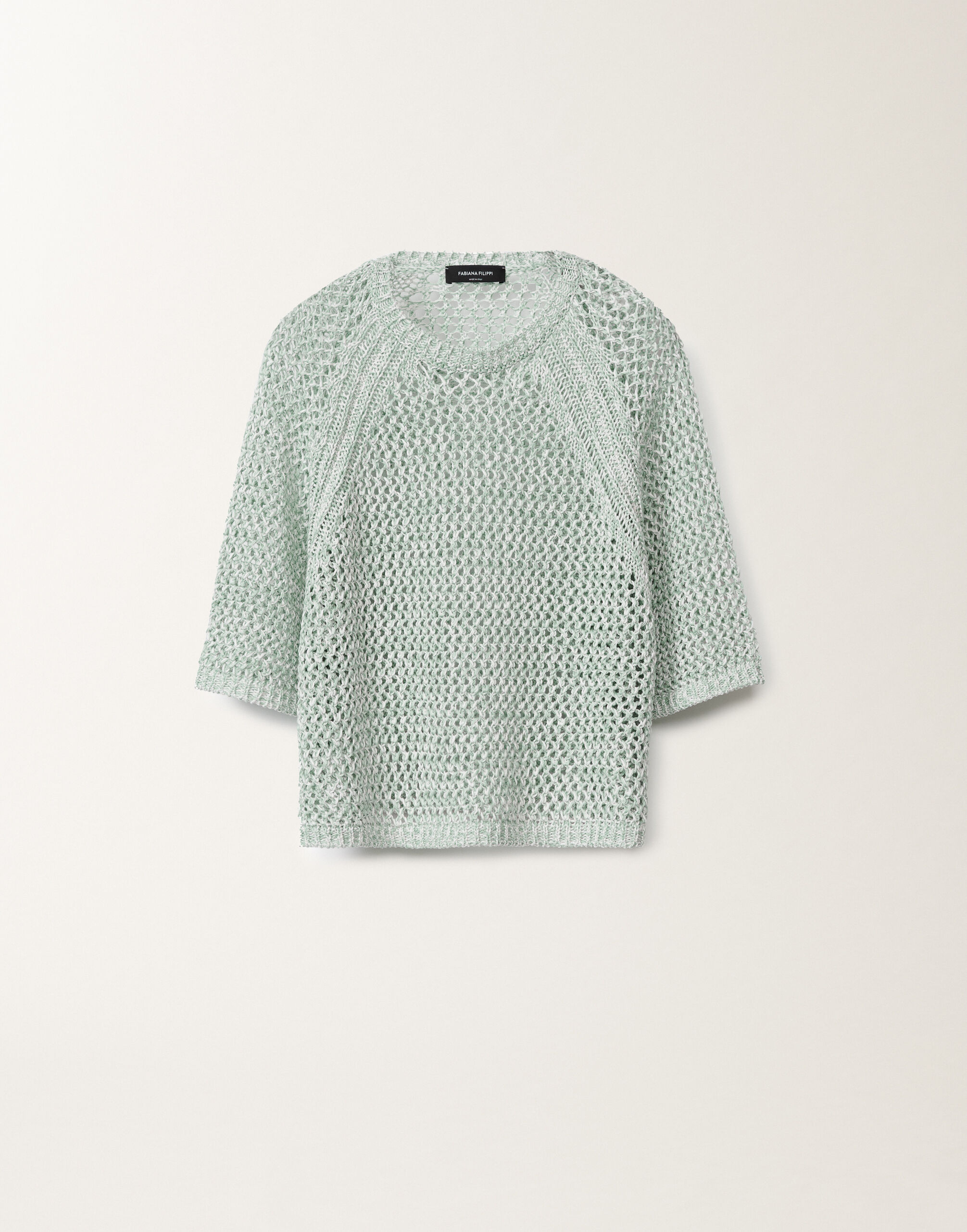 Fabiana Filippi Cotton mesh cape, white and aqua green WHITE/AQUAGREEN MAD275F117L3830000