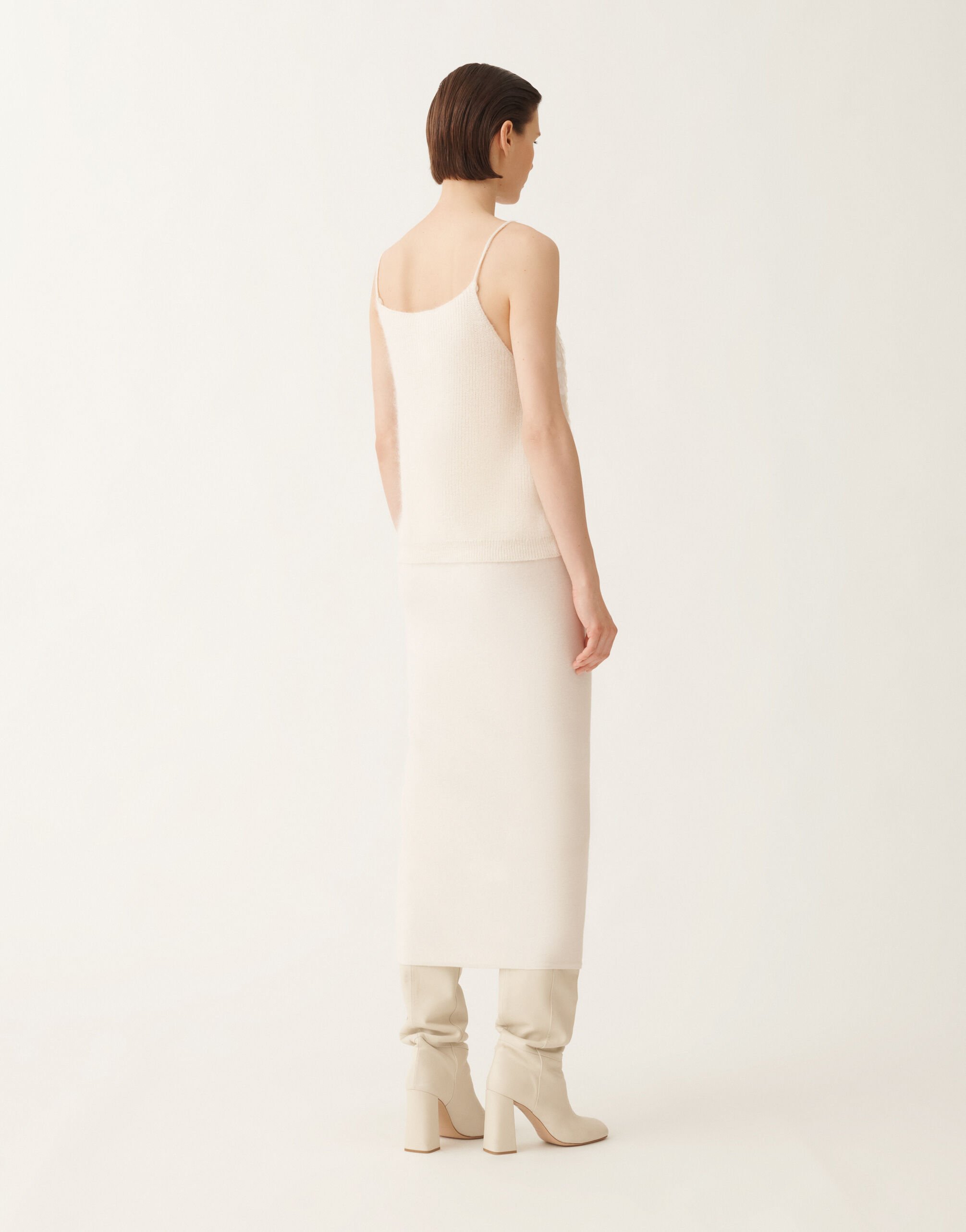 Fabiana Filippi Tanktop aus gebürsteter Merinowolle und Mohair, Raffia Weiß MAD225F493L6230000