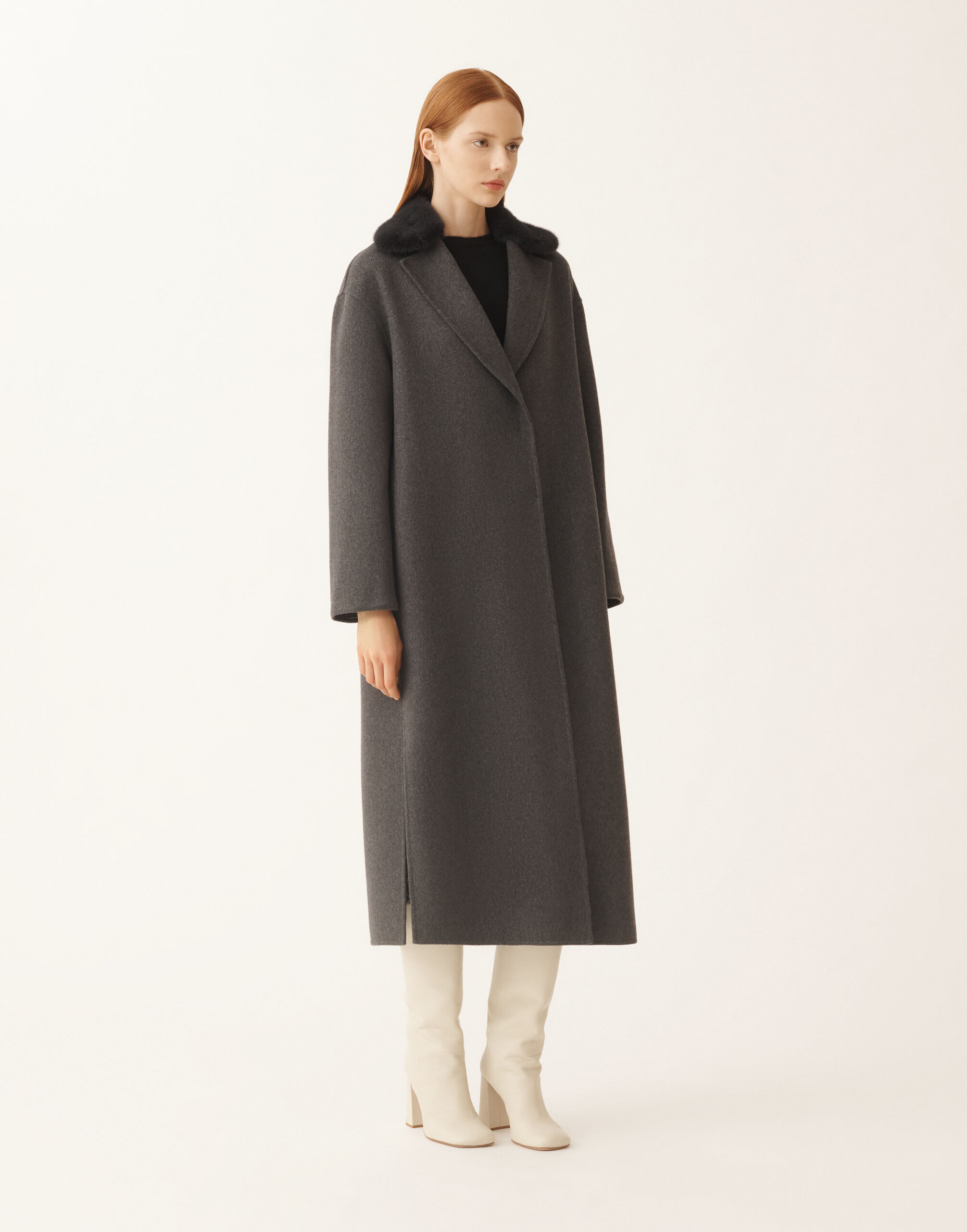 Double-faced cashmere coat, slate for Women | Fabiana Filippi®