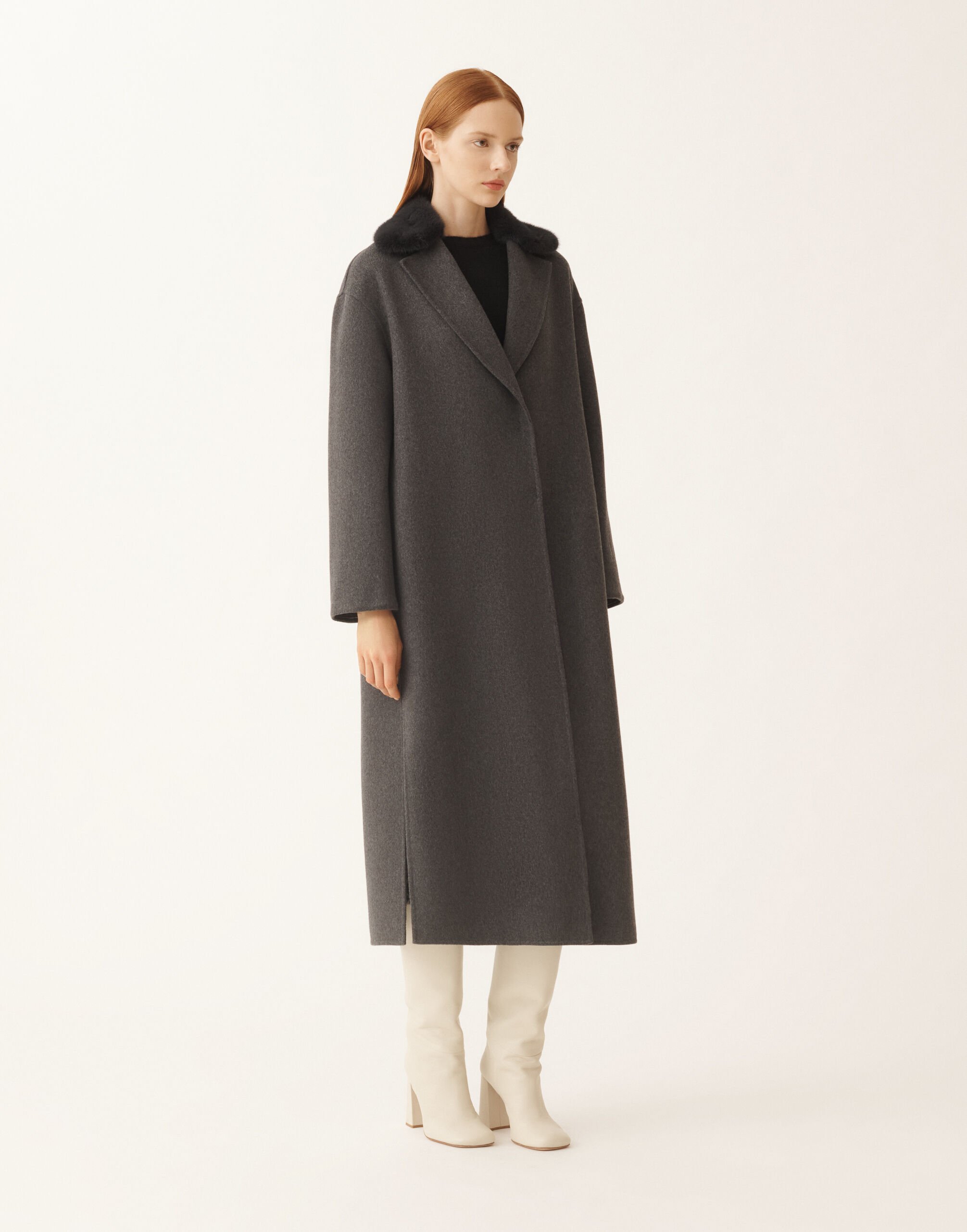 Fabiana Filippi Double-faced cashmere coat, slate Grey CTD225F673L6350000