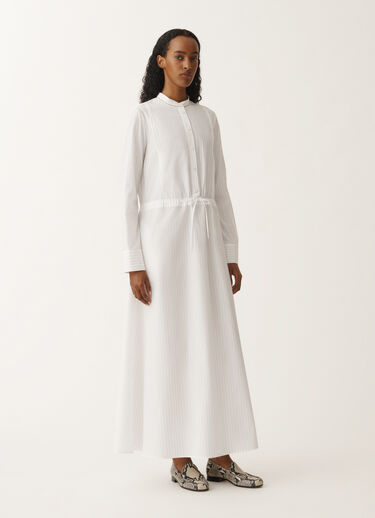 Fabiana Filippi Striped poplin shirt dress, optical white and aloe WHITE ABD265F206L2340000