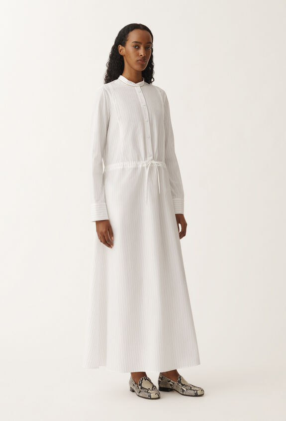 Fabiana Filippi Striped poplin shirt dress, optical white and aloe WHITE ABD265F206L2340000