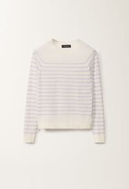Fabiana Filippi Linen striped sweater, white and mauve WHITE/LAVENDER MAD275F031L3420000