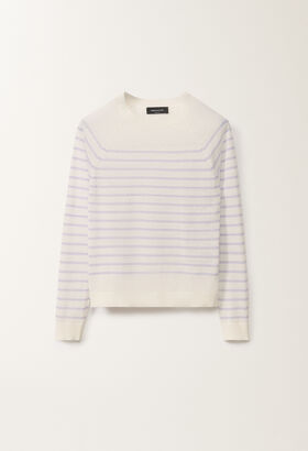 Fabiana Filippi Linen striped sweater, white and mauve BLACK MAD265F038L1610000