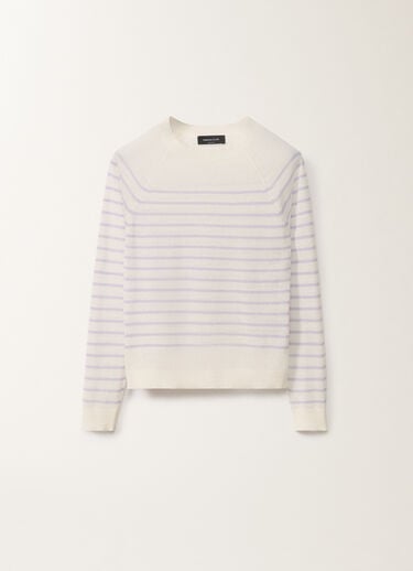 Fabiana Filippi Linen striped sweater, white and mauve WHITE/LAVENDER MAD275F031L3420000