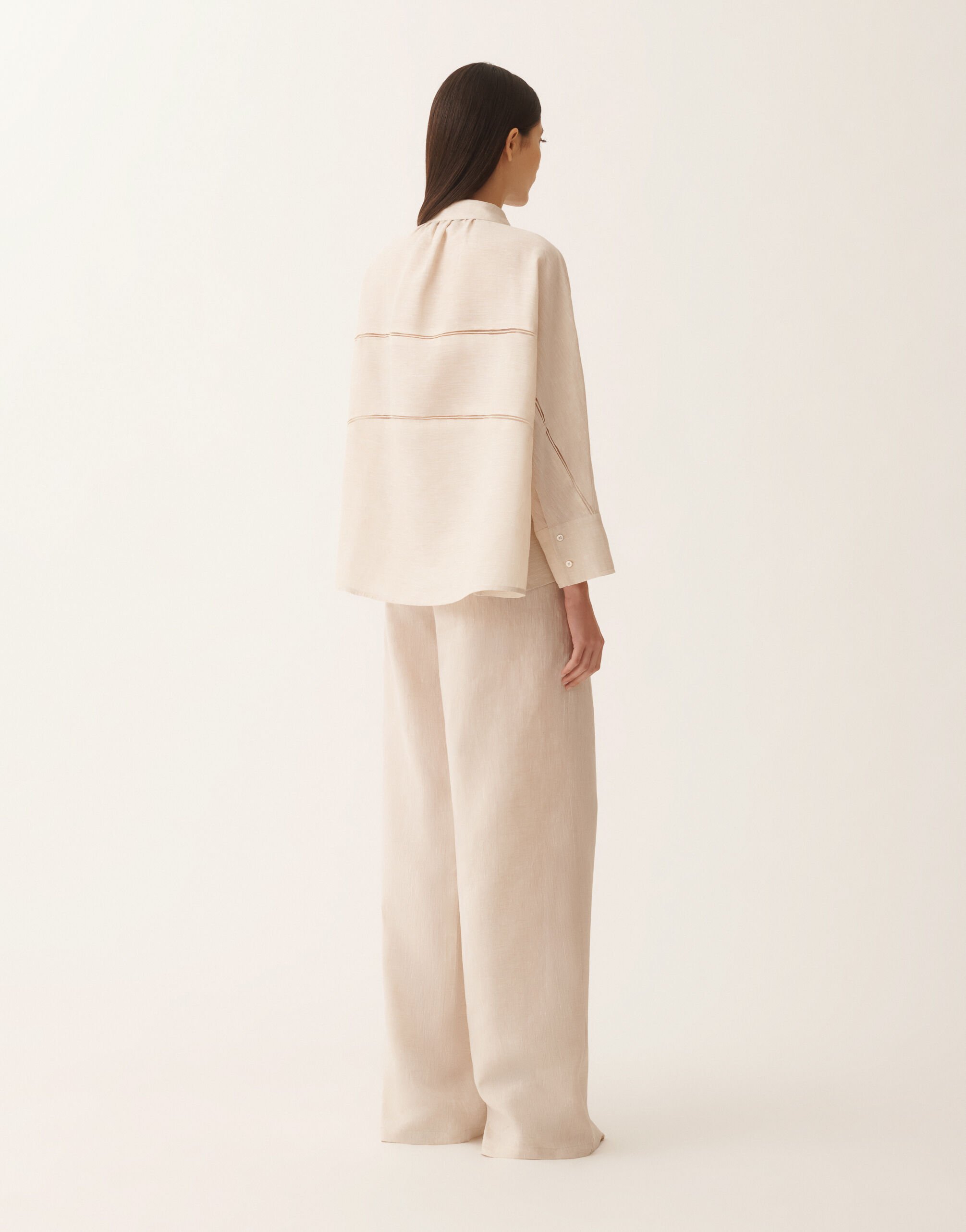 Fabiana Filippi Camicia cropped in tela di lino, naturale NATURALE CAD276F309M1610000