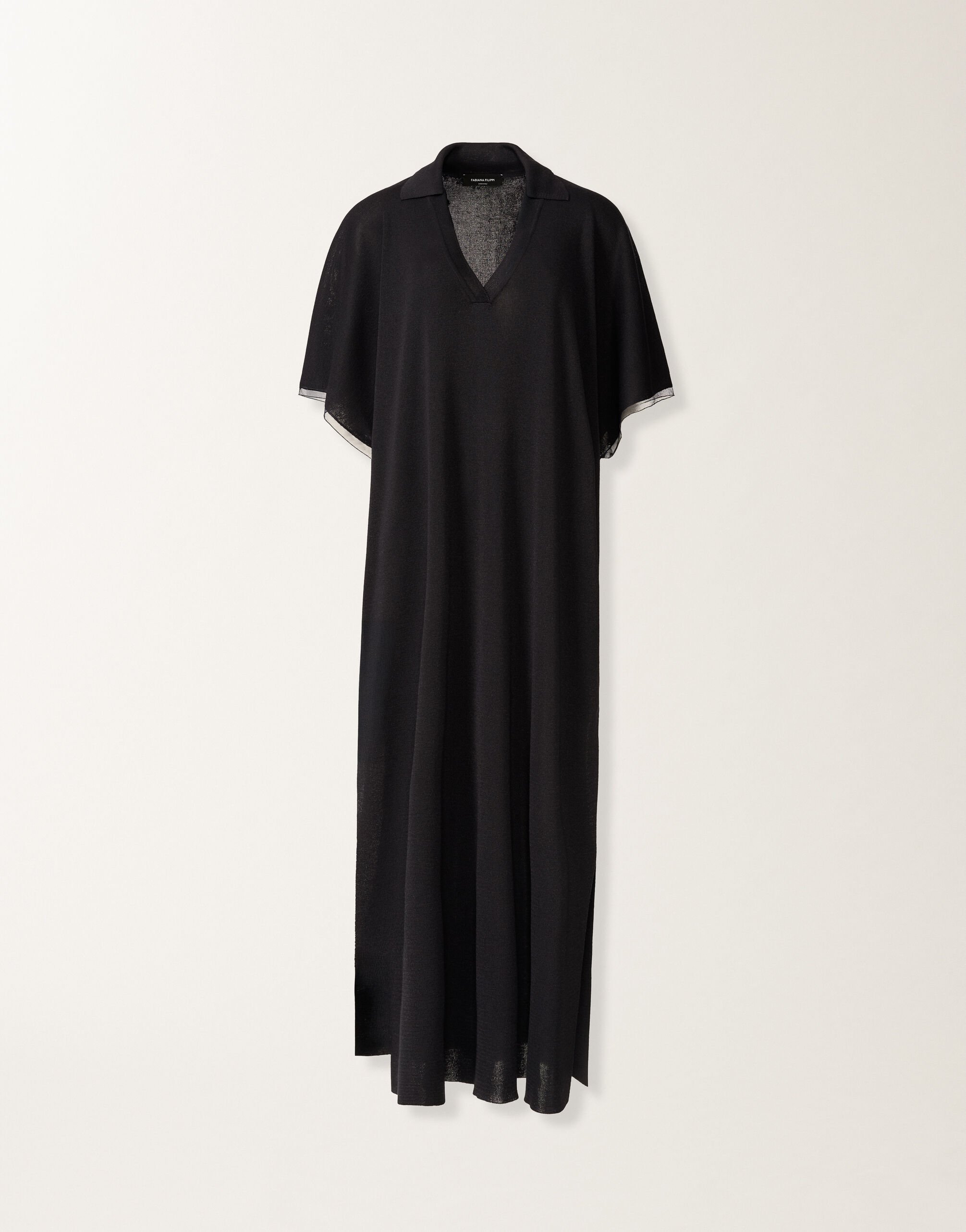 Fabiana Filippi Kaftán de viscosa resplandeciente en azul medianoche AZUL MEDIANOCHE ABD276F604M1090000