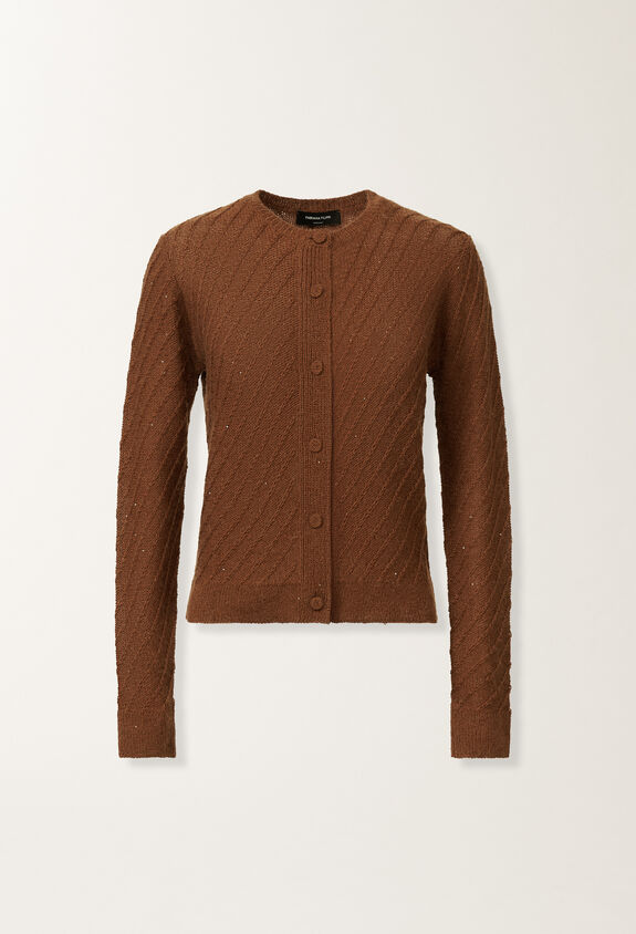Fabiana Filippi Wool and silk sweater with sequins, mahogany BROWN MAD215F112D2960000