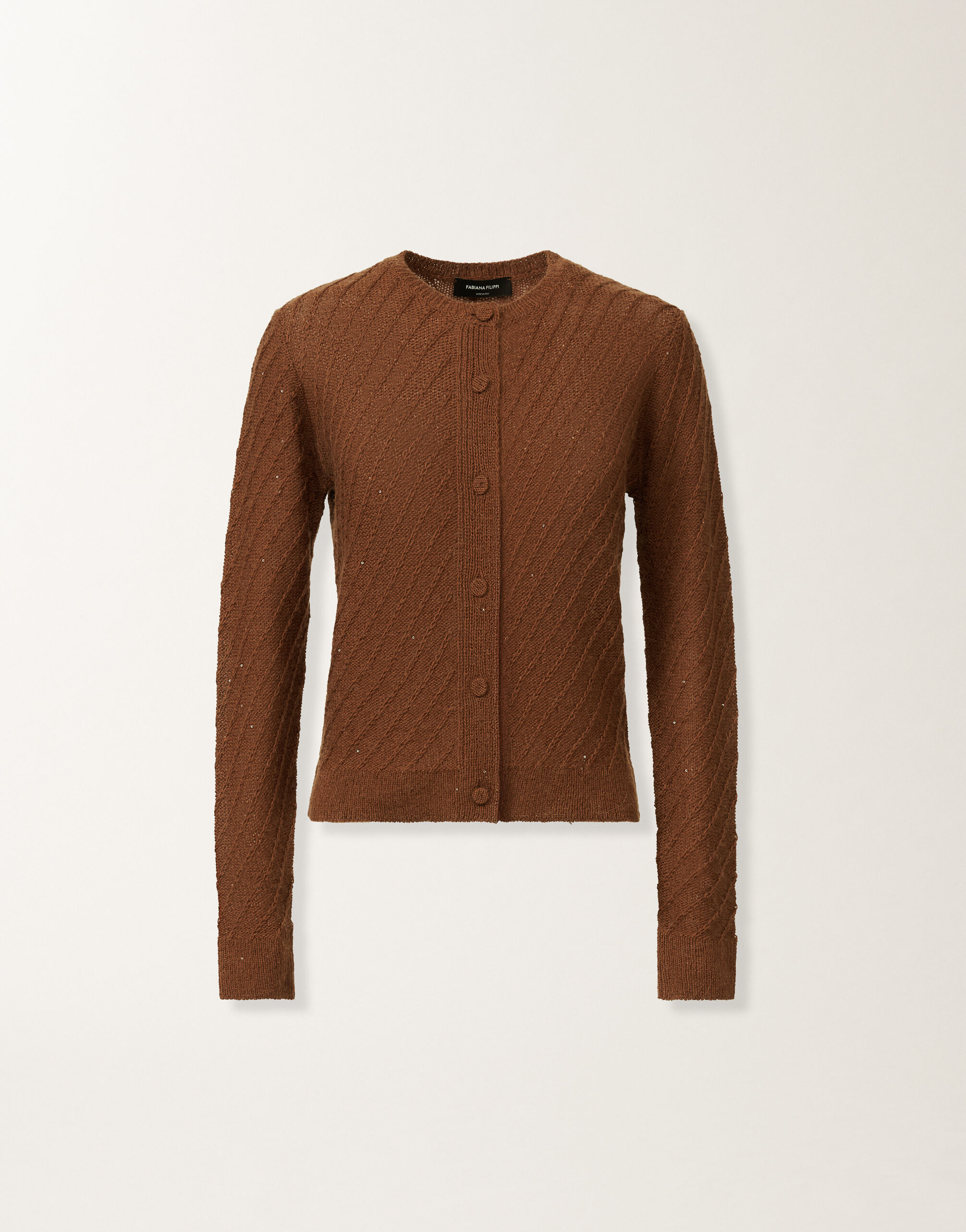 Fabiana Filippi Wool and silk sweater with sequins, mahogany BROWN MAD215F112D2960000