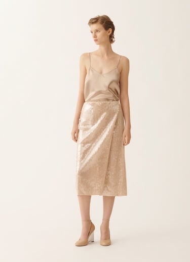 Fabiana Filippi Pencil skirt with water-effect sequins, nude Beige GND266F414L7930000