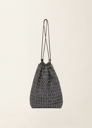 Moonlight embroidered pouch, charcoal Fabiana Filippi Moonlight embroidered pouch, charcoal Charcoal BGD226A946M4400000