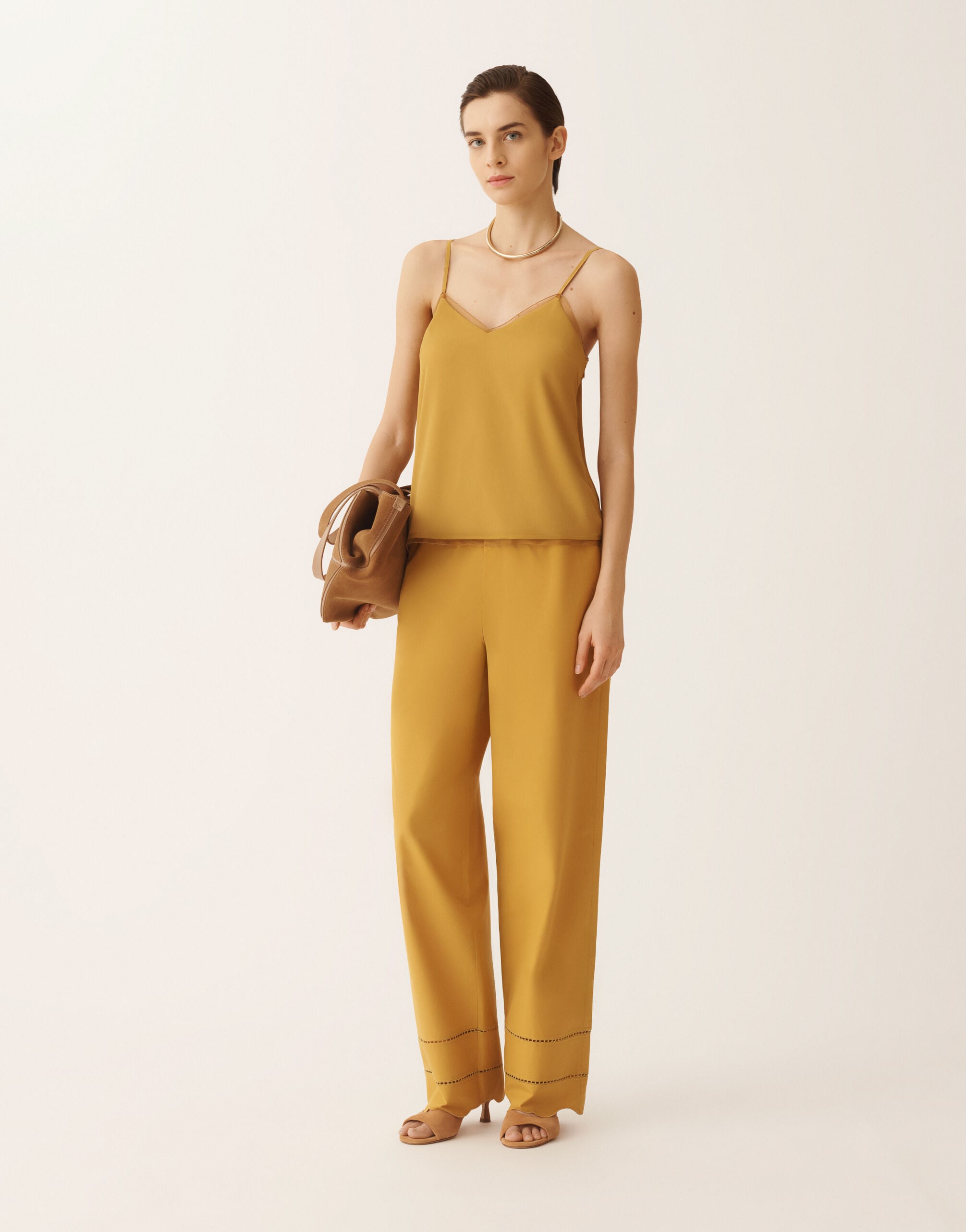 Poplin pants, mustard for Women | Fabiana Filippi®
