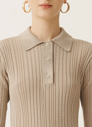 Fabiana Filippi Linen ribbed polo, greige GREIGE MAD275F507D8560000