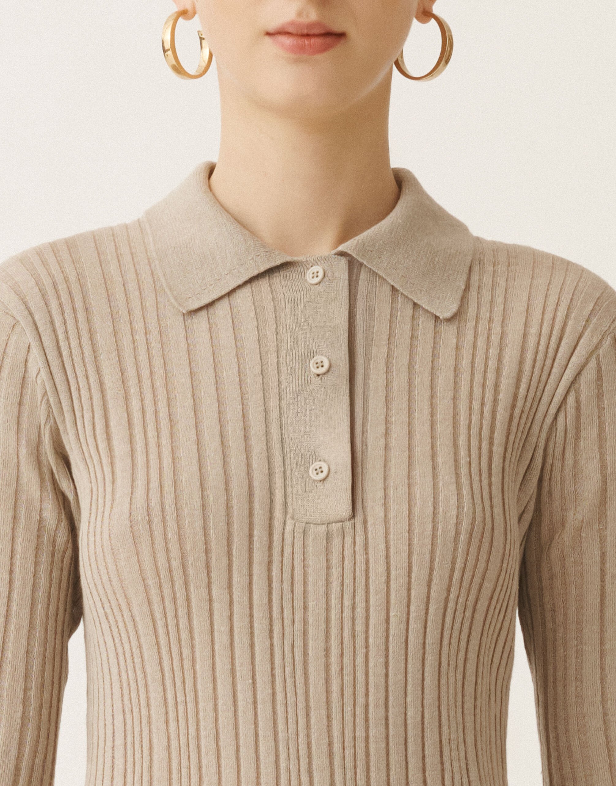 Fabiana Filippi Linen ribbed polo, greige GREIGE MAD275F507D8560000