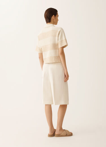 Fabiana Filippi Boxy shirt in striped cotton tweed with sequins, butter BUTTER MAD276F538M1010000