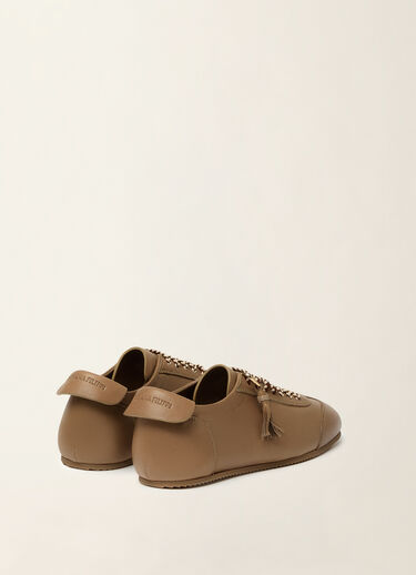 Fabiana Filippi Sneakers rétro en cuir effet verni, moka meringue Moka meringue ASD216A842M5110000