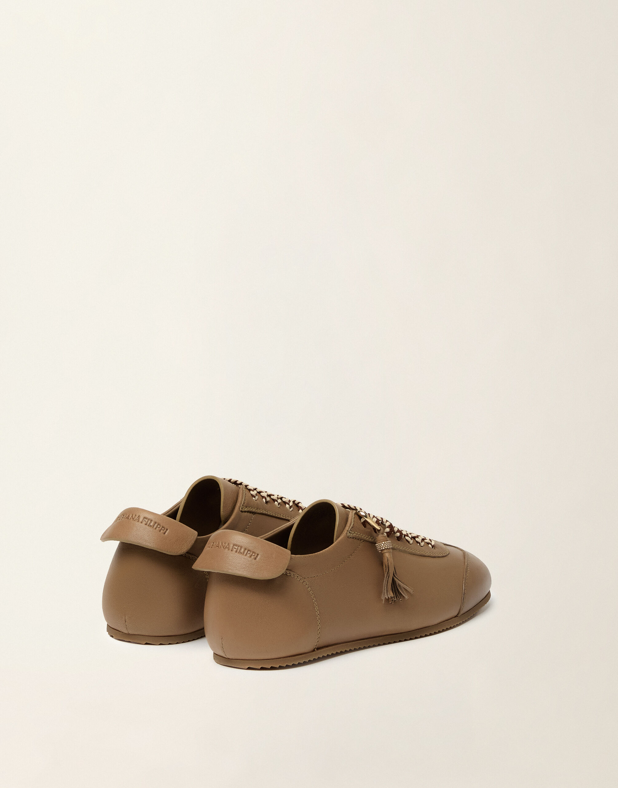 Fabiana Filippi Sneakers rétro en cuir effet verni, moka meringue Moka meringue ASD216A842M5110000