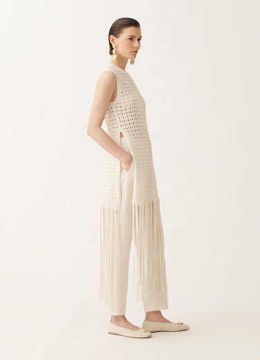 Fabiana Filippi Maglia in Platinum con frange, rafia BIANCO MAD215F156L5050000
