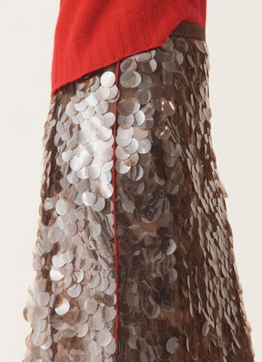 Fabiana Filippi Skirt in printed sequin tulle, bark Brown GND225F825L6380000