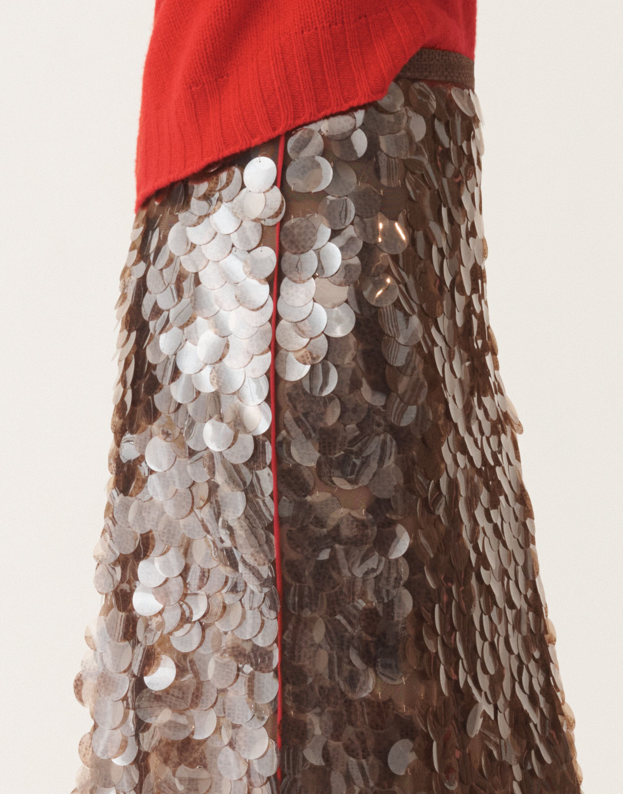 Fabiana Filippi Skirt in printed sequin tulle, bark Brown GND225F825L6380000