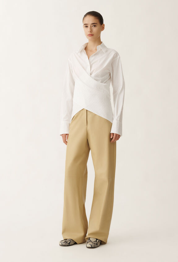 Fabiana Filippi Striped poplin shirt, optical white and aloe WHITE CAD265F346D8250000