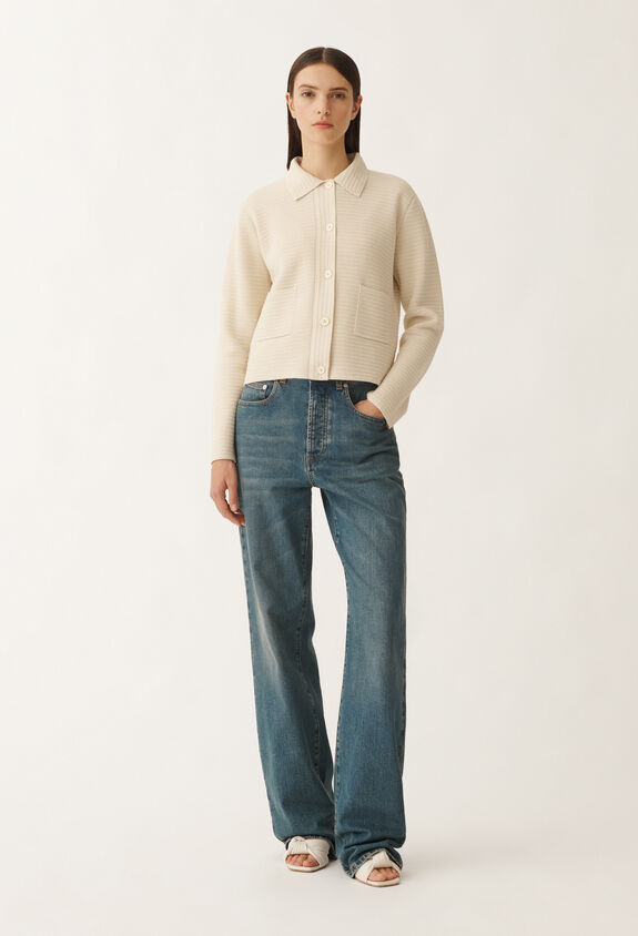 Fabiana Filippi Wool and cotton jacket, vanilla WHITE GCD265F220D5100000