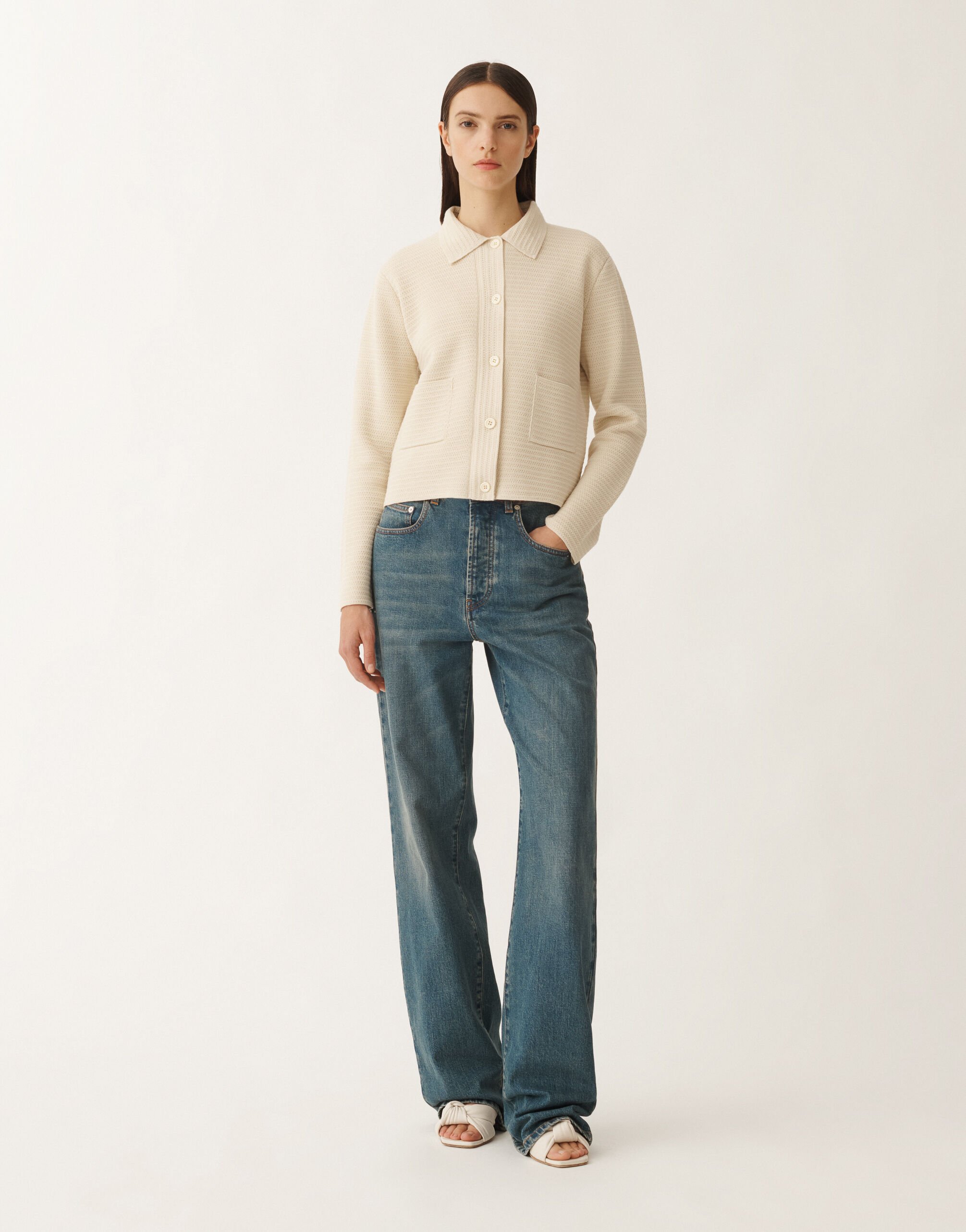 Fabiana Filippi Wool and cotton jacket, vanilla WHITE GCD265F220D5100000