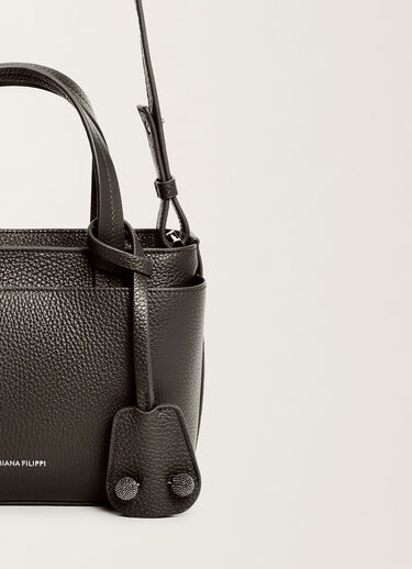 Fabiana Filippi Mittelgroße Handtasche aus genarbtem Leder, Schwarz Grau BGD215A861L8040000