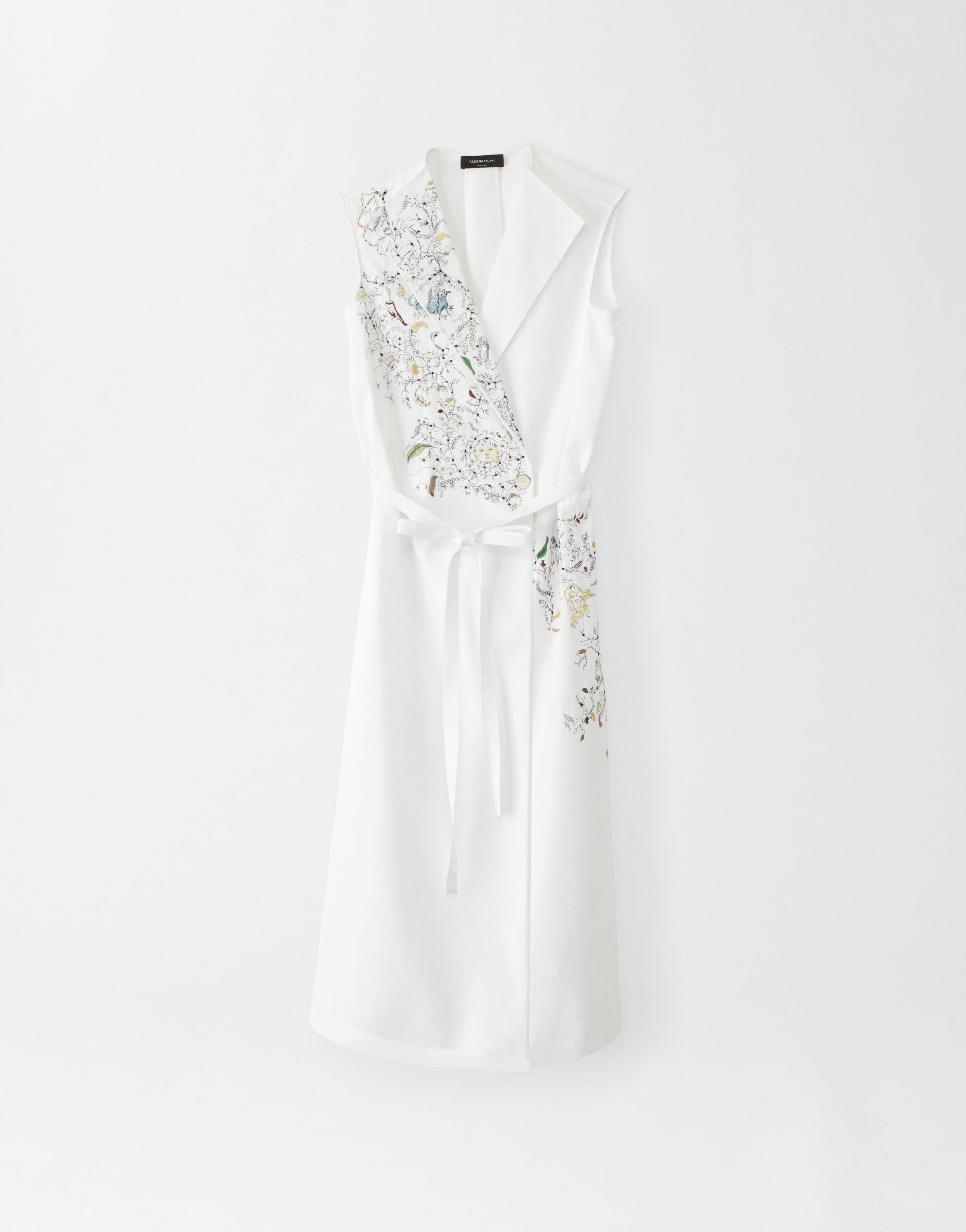 Fabiana Filippi Popeline-Kleid mit Stickerei, Weiß ABD274F487H4720000