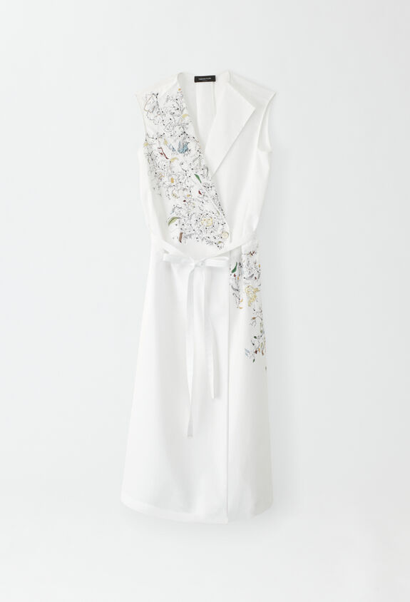 Fabiana Filippi Vestido de popelina con bordado, blanco BLANCO ABD274F487H4720000